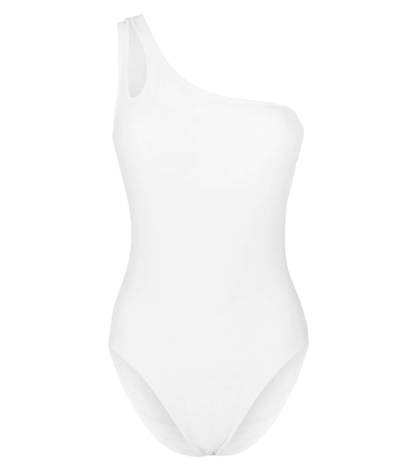 White Cut Out One Shoulder Swimsuit Image 4