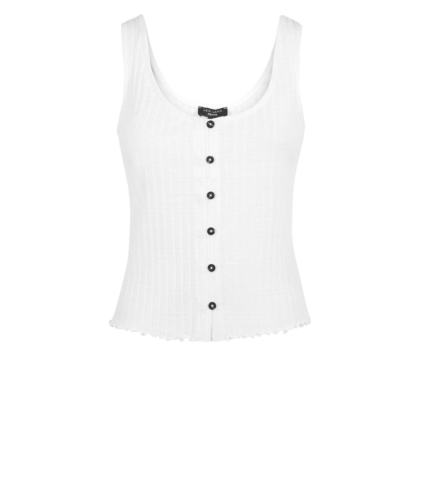 Petite White Frill Hem Button Front Vest Image 4