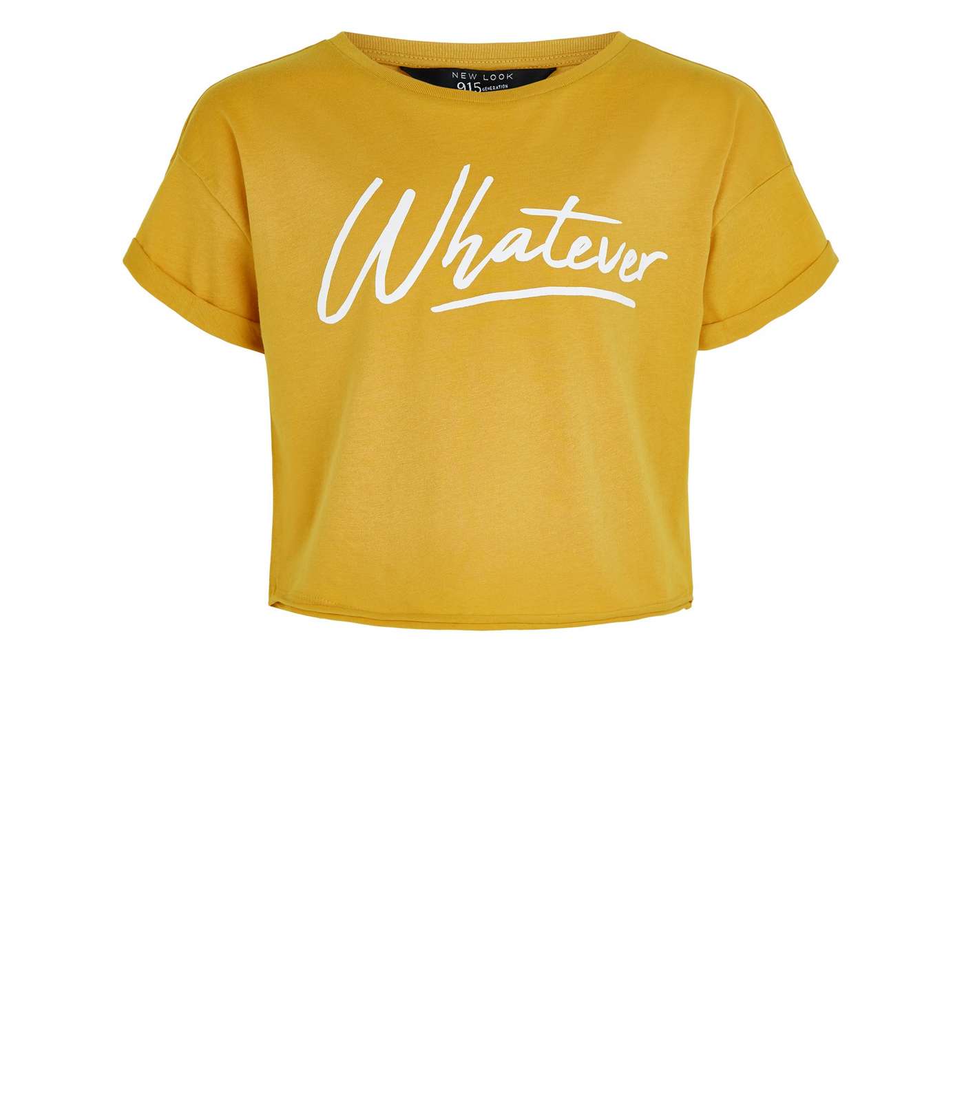 Girls Mustard Whatever Slogan T-shirt Image 4