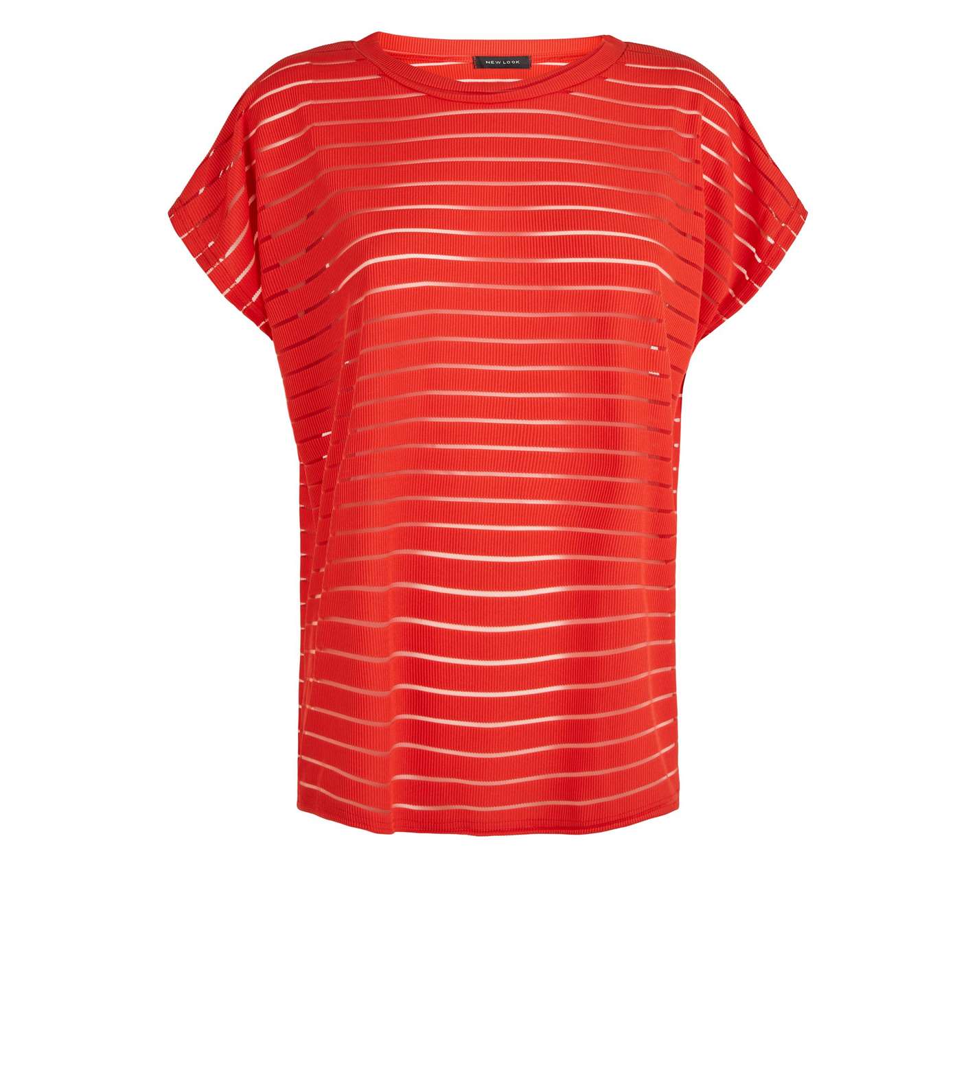 Red Stripe Mesh Oversized T-Shirt Image 4