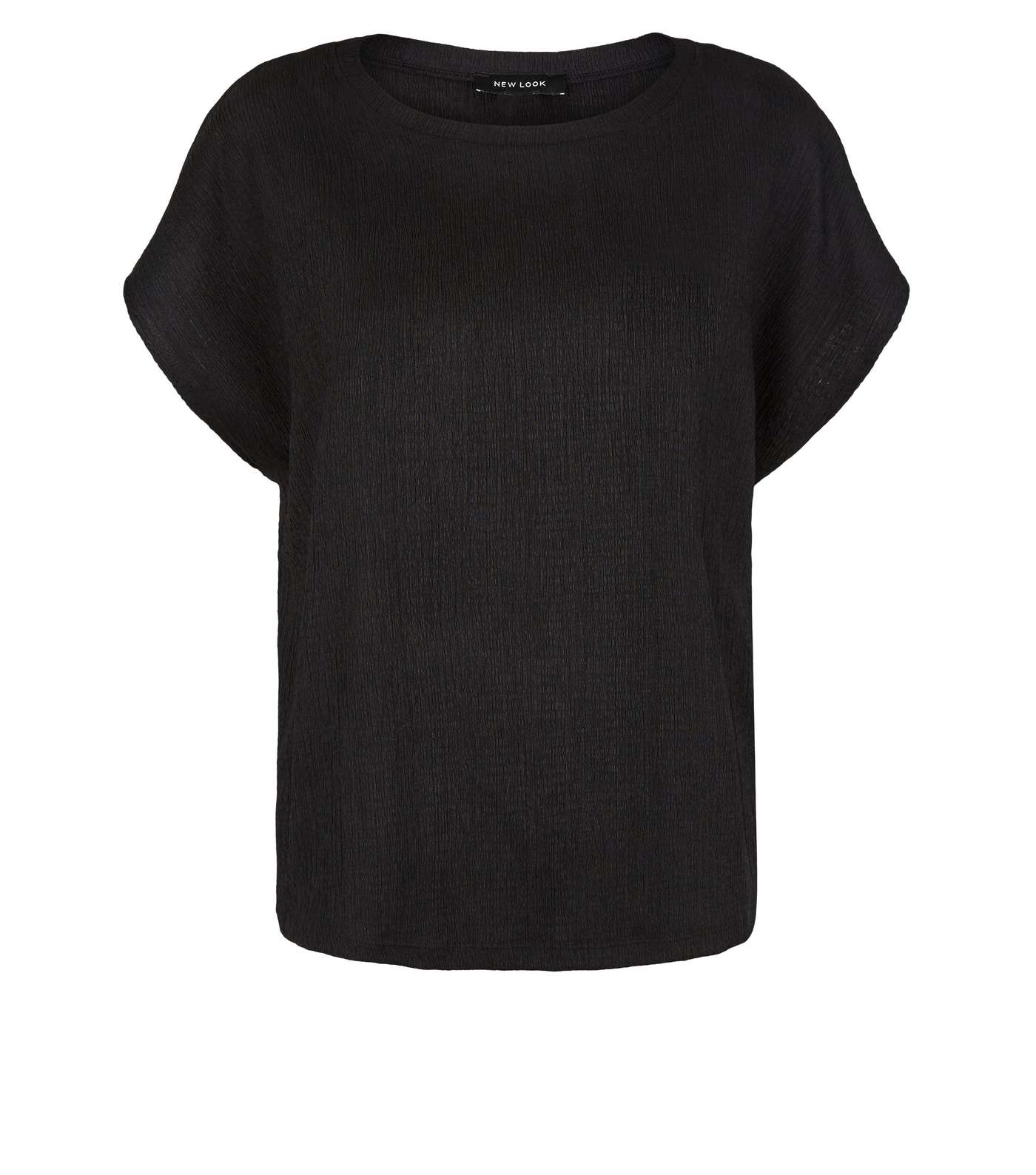 Black Textured Boxy T-Shirt Image 4