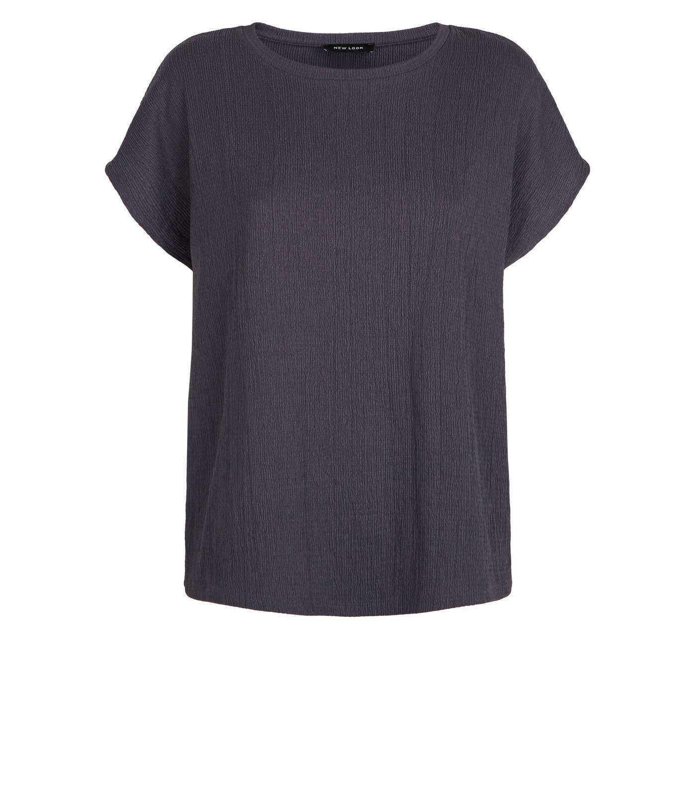 Grey Textured Boxy T-Shirt Image 4