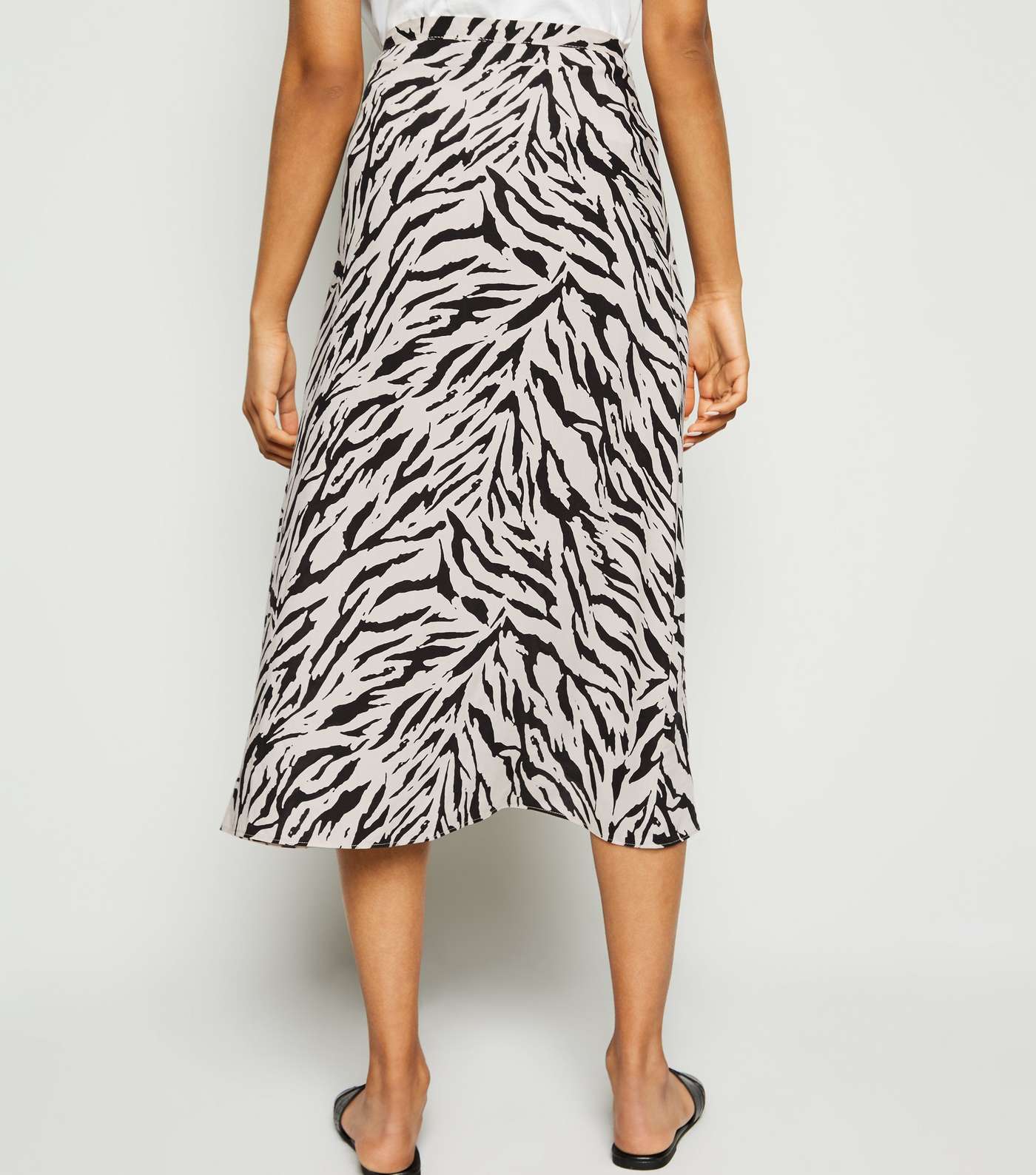 Petite Black Tiger Print Wrap Midi Skirt Image 3