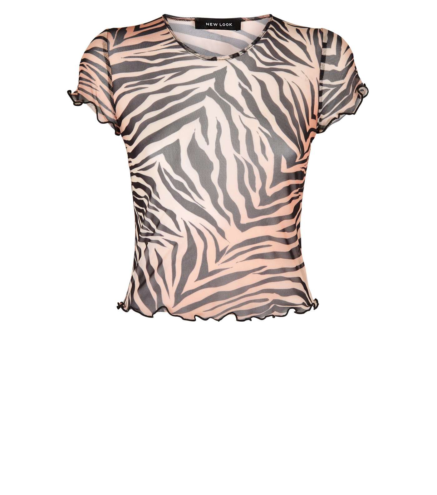 Black Tiger Print Mesh T-Shirt  Image 4