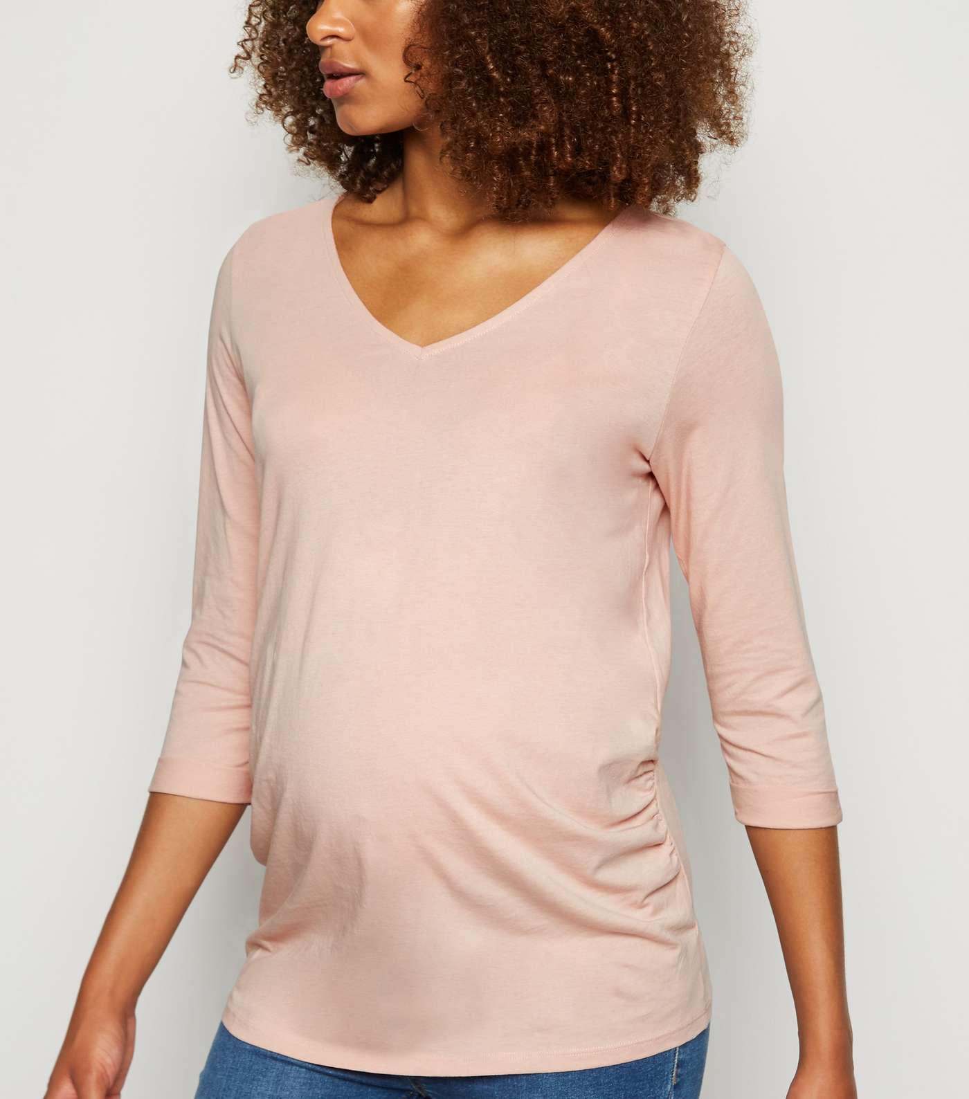 Maternity Pink V Neck 3/4 Sleeve Top