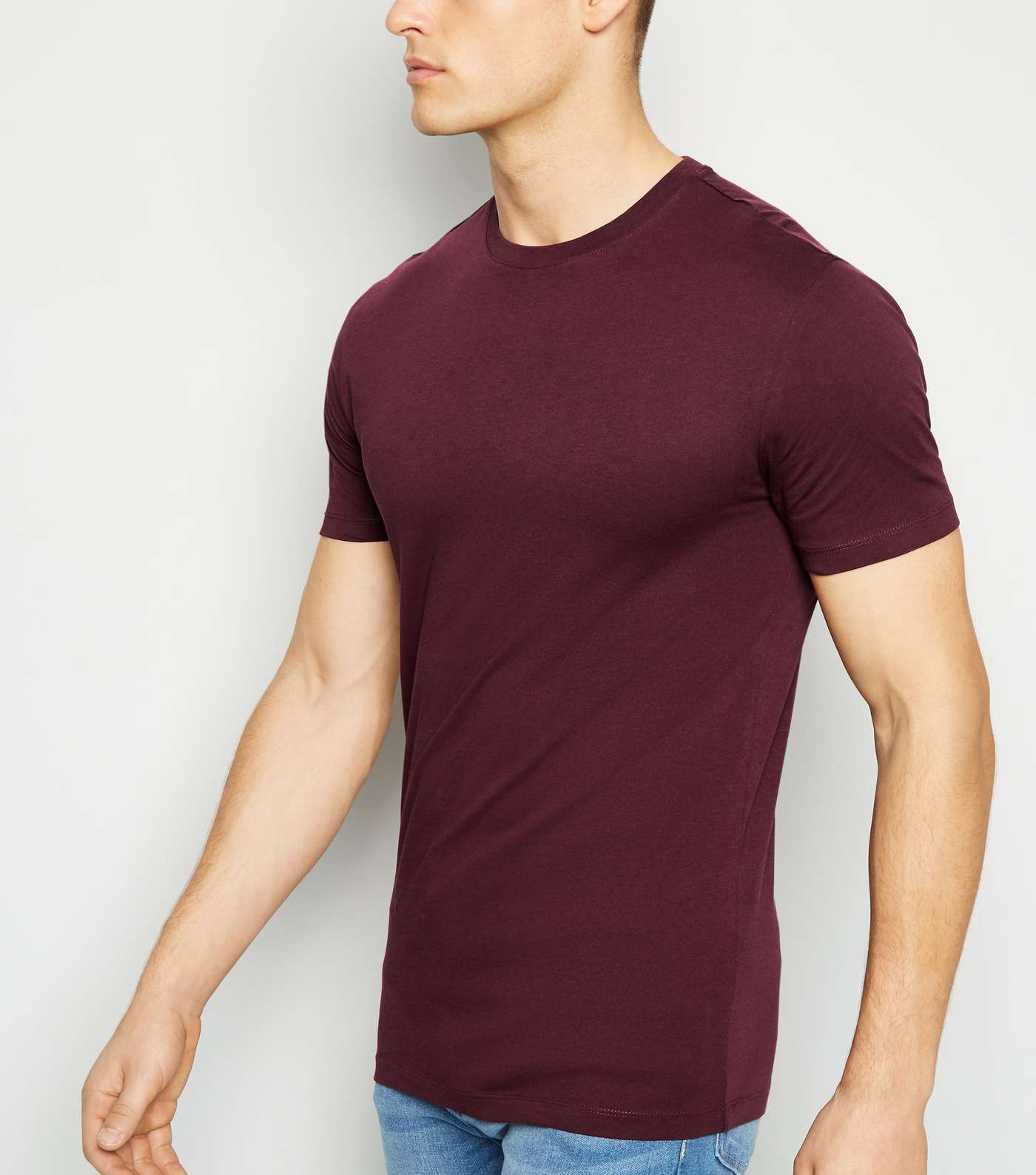 Burgundy Crew Neck Muscle Fit T-Shirt