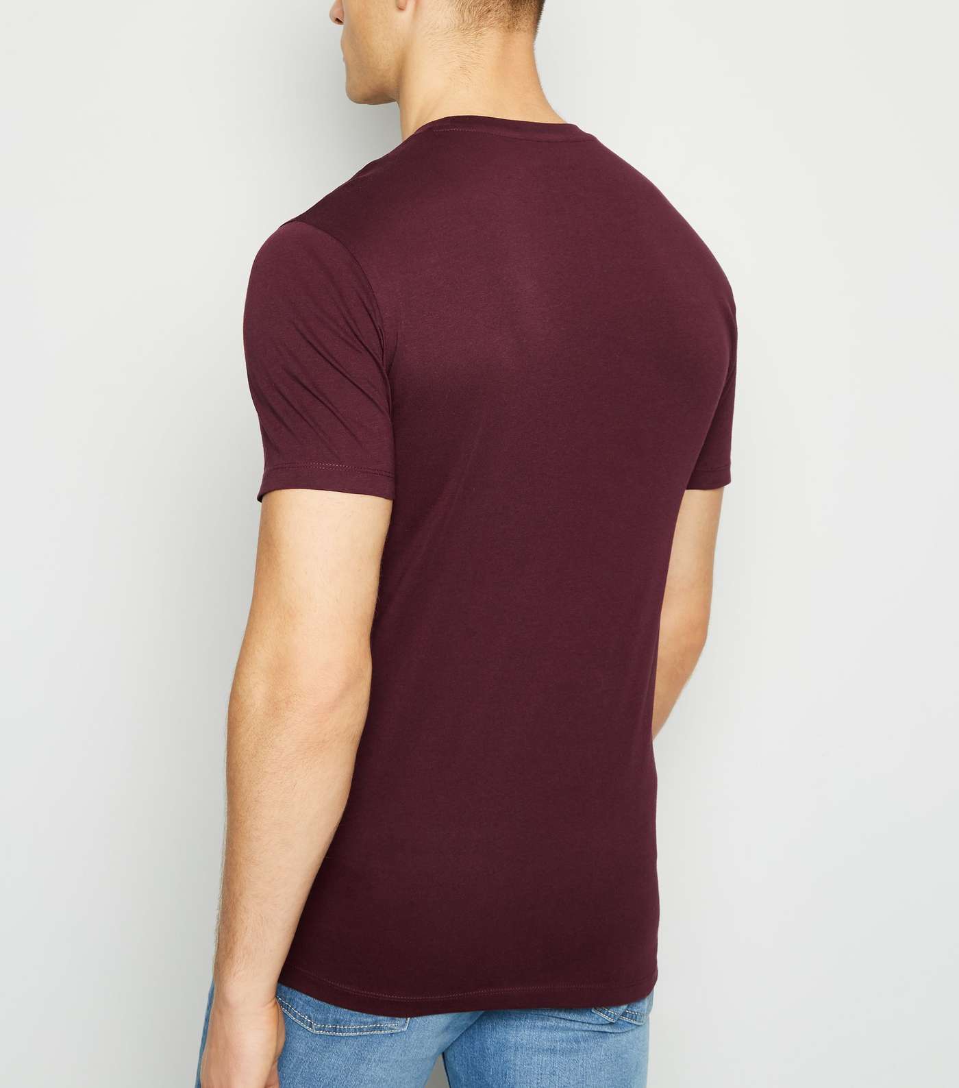 Burgundy Crew Neck Muscle Fit T-Shirt Image 3