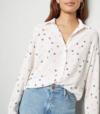 heart print button up shirt