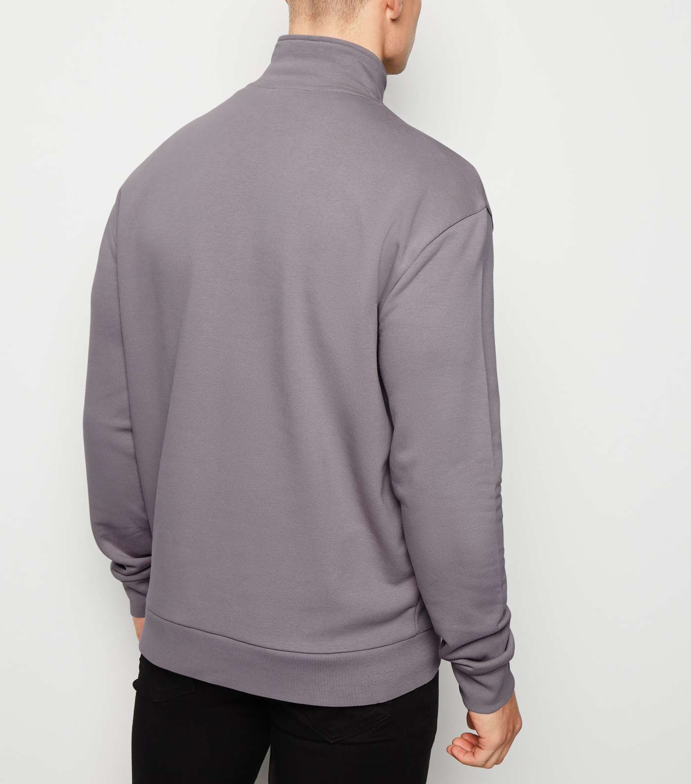 Pale Grey Zip Funnel Neck Sweatshirt Image 3