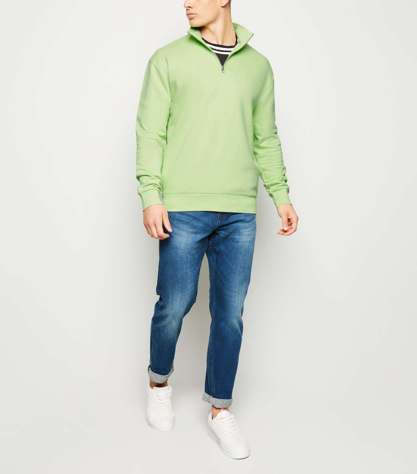 Light Green Funnel Neck Sweatshirt Image 2