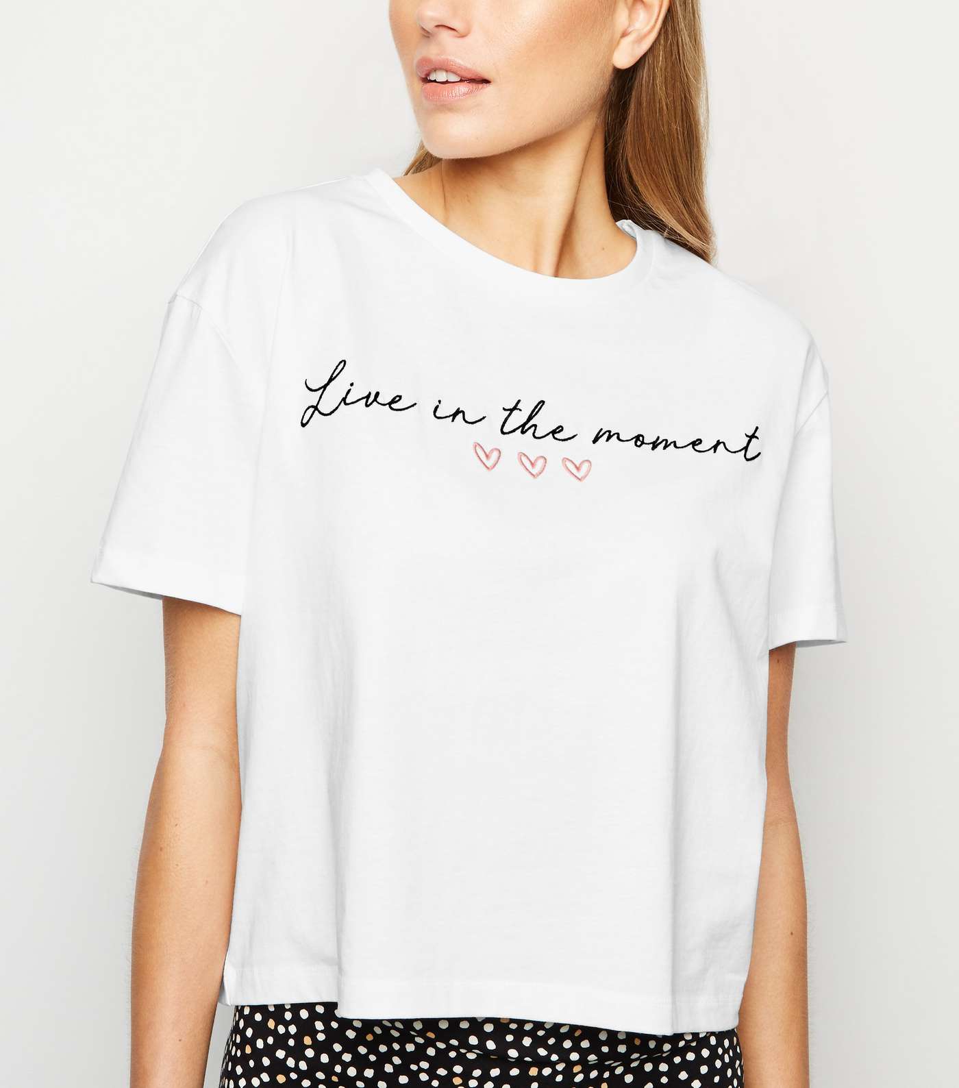 White Live In The Moment Slogan T-Shirt