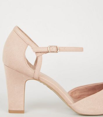 Nude wide 2024 fit block heels