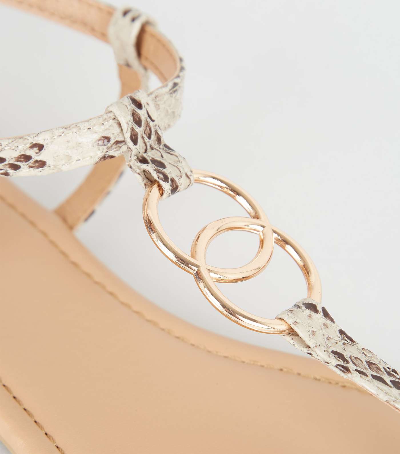 Stone Faux Snake Ring Strap Flat Sandals Image 3