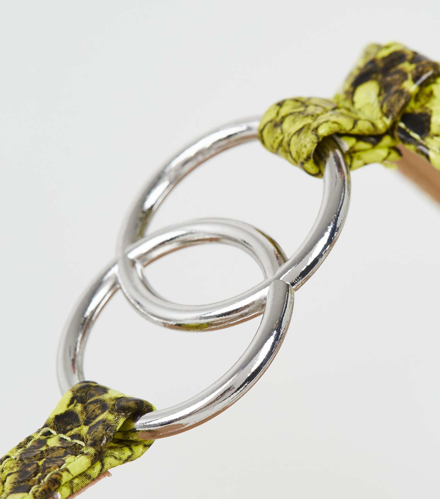 Green Neon Faux Snake Ring Strap Flat Sandals Image 4