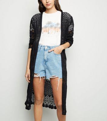 long black crochet cardigan