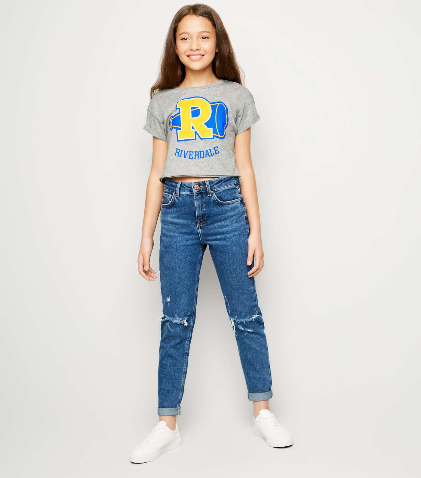 Girls Grey Riverdale Slogan Boxy T-Shirt Image 2