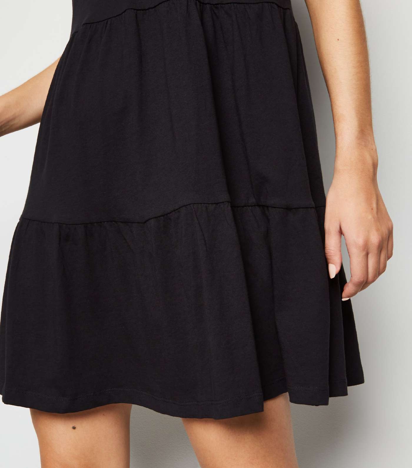 Black Short Sleeve Smock Mini Dress Image 5