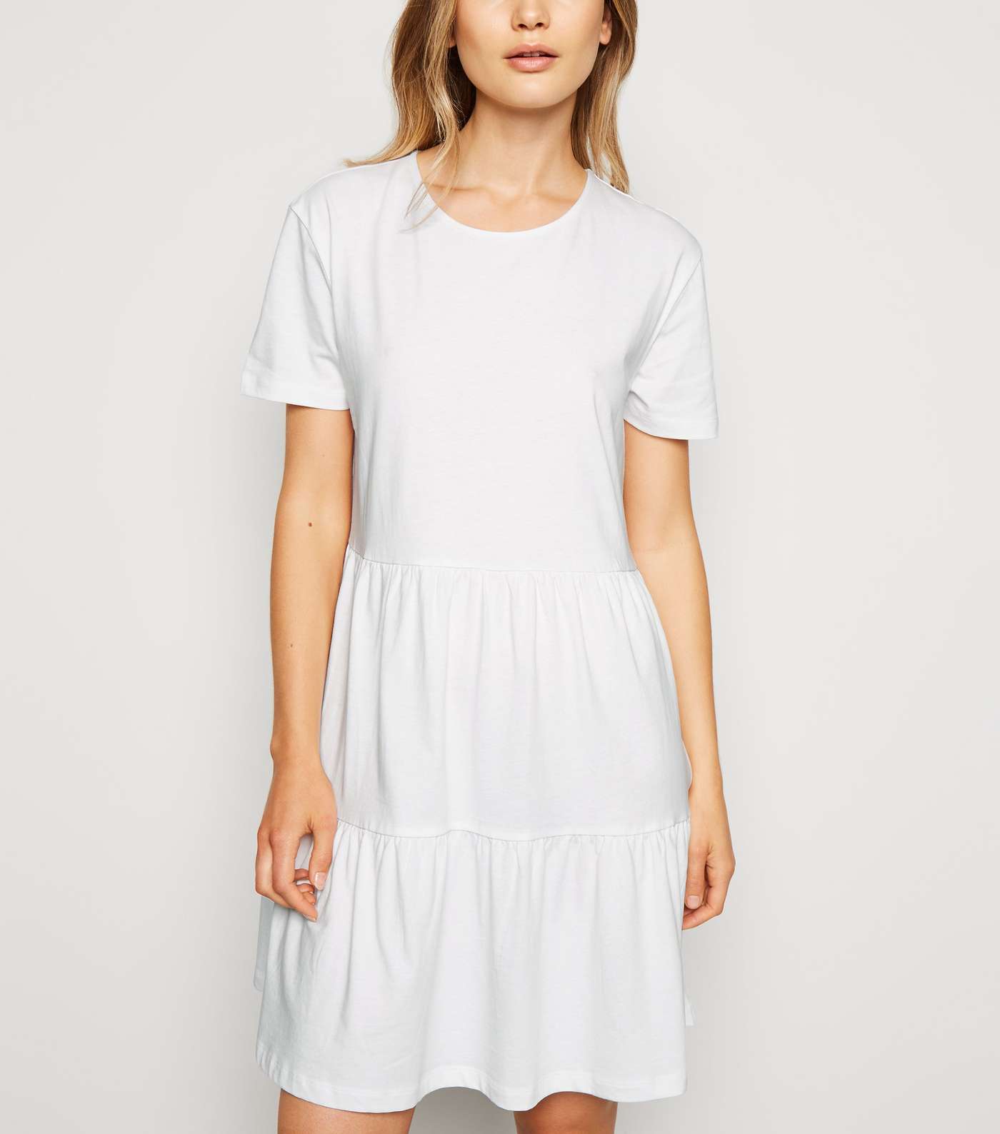 White Short Sleeve Cotton Smock Dress