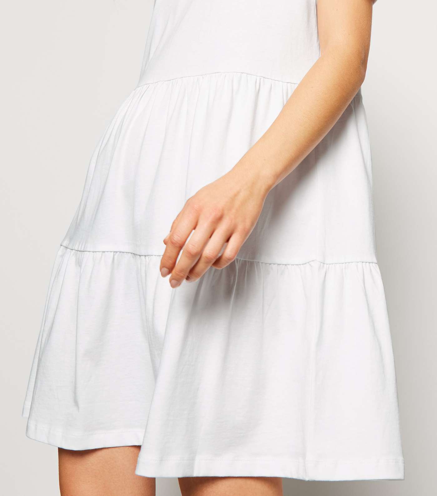 White Short Sleeve Cotton Smock Dress Image 5