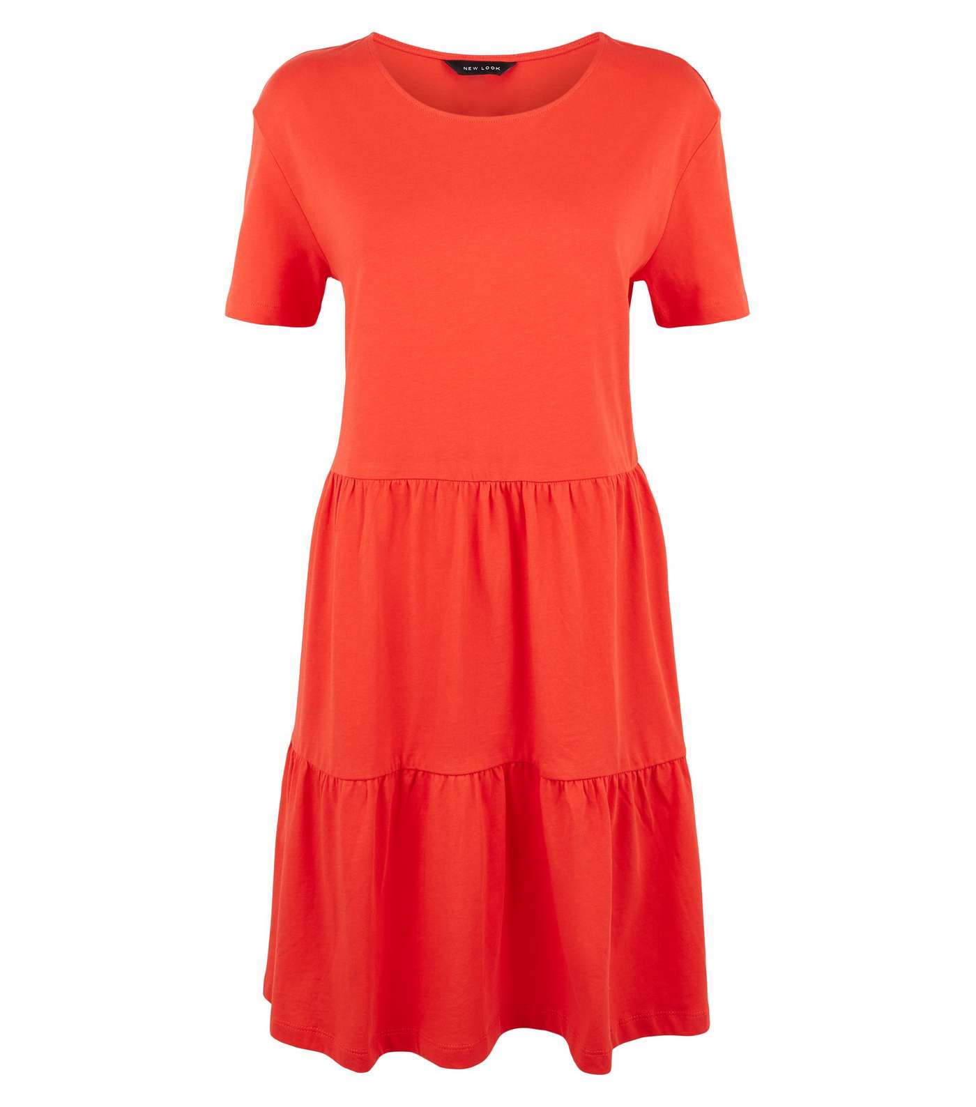 Red Short Sleeve Smock Dress Image 4