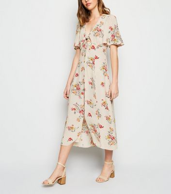 white floral dress midi