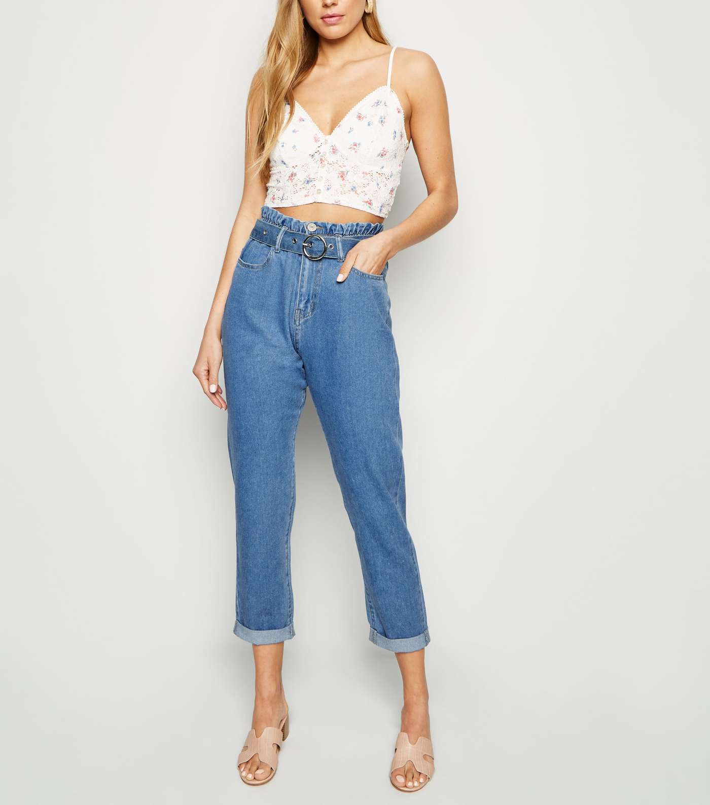 Blue Tapered High Waist Jeans
