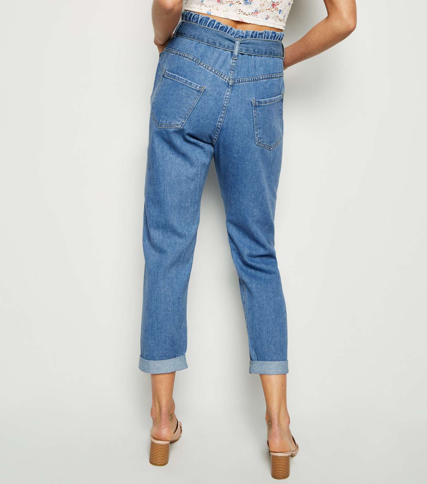Blue Tapered High Waist Jeans Image 3
