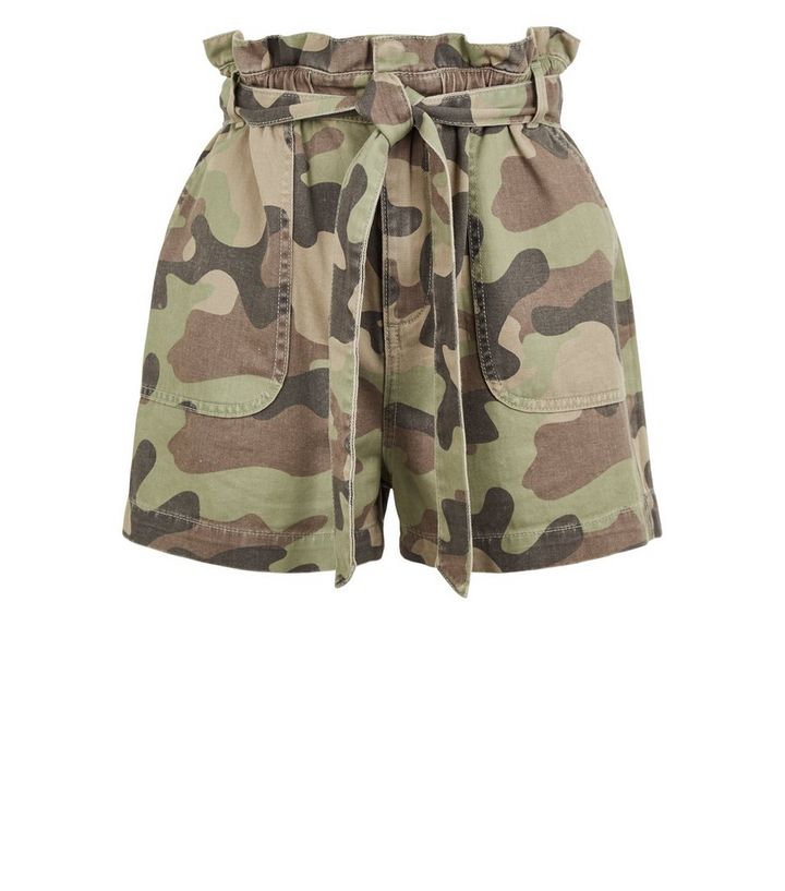 Green Camo High Waist Denim Shorts Add To Saved Items Remove From