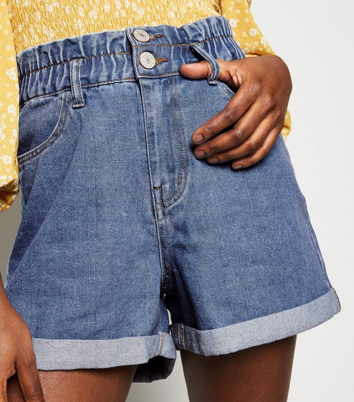 Blue High Waist Denim Shorts New Look