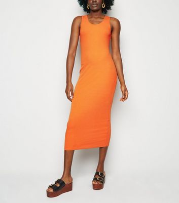 ribbed orange dress