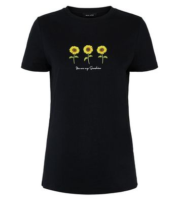 Black My Sunshine Sunflower Slogan T-Shirt | New Look