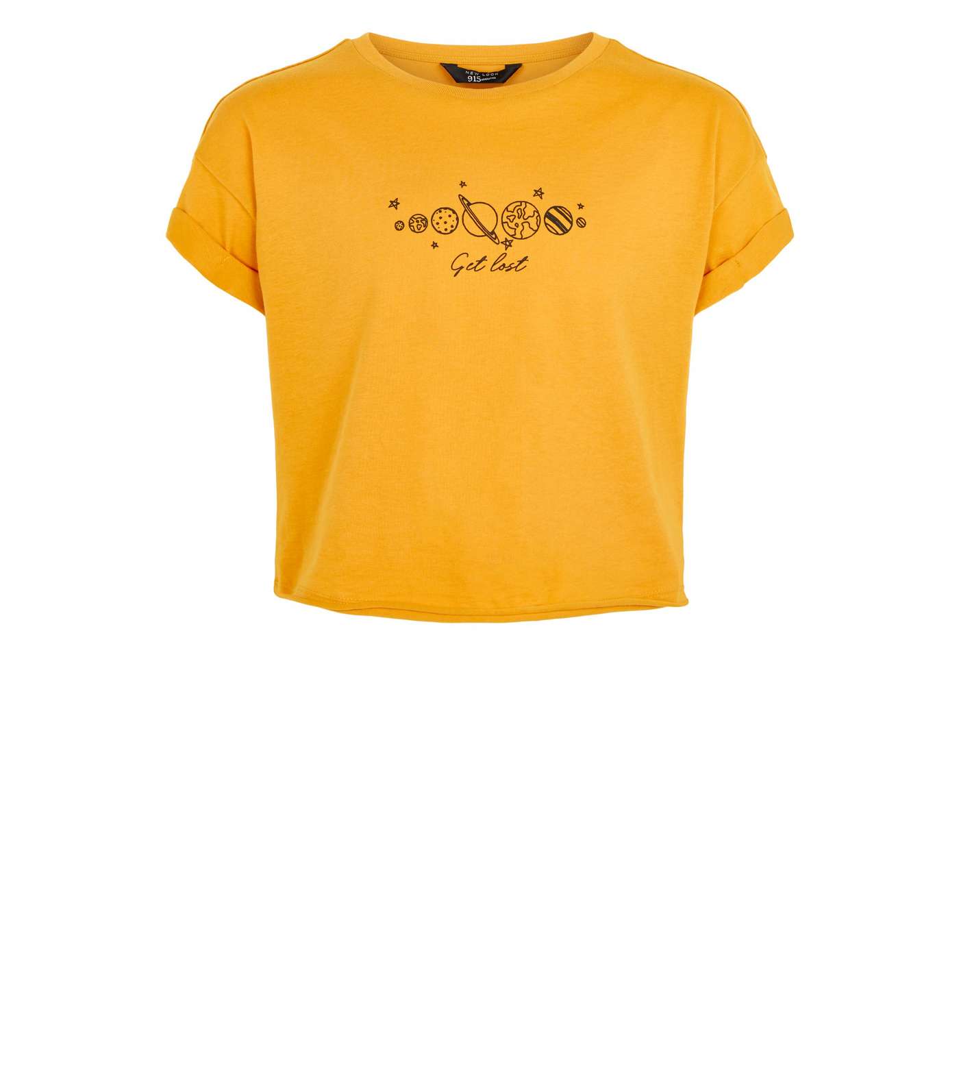 Girls Mustard Space Get Lost Slogan T-Shirt Image 4