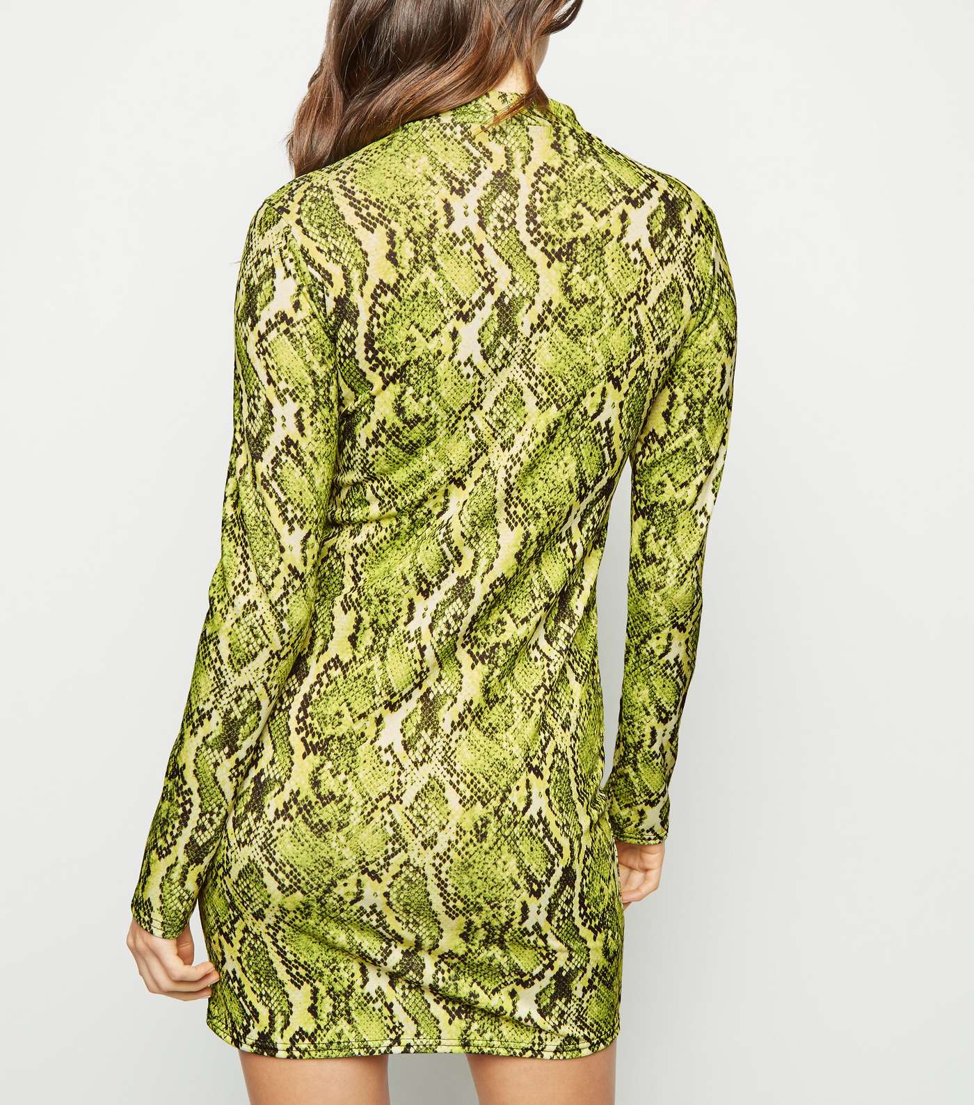 Parisian Green Neon Snake Print Bodycon Dress Image 3