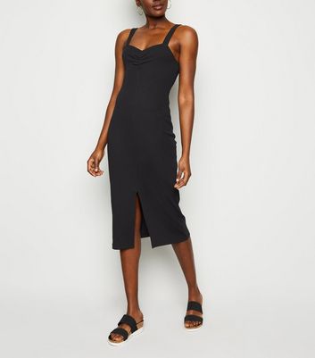 new look black ribbed dress