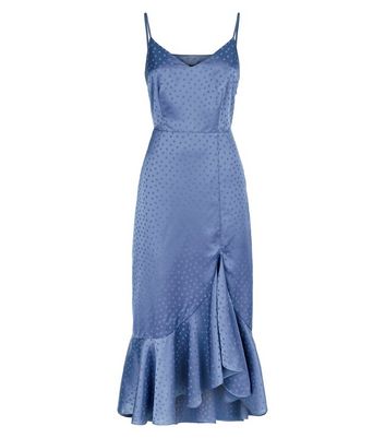 new look satin jacquard midi dress in gold