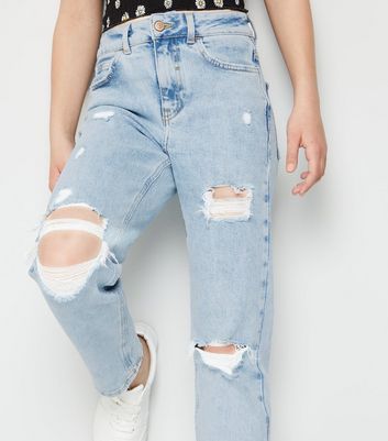 Stretchy ripped hot sale mom jeans