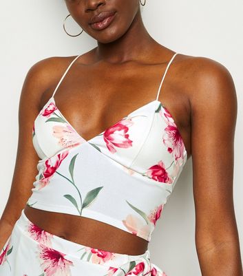 white flower bralette