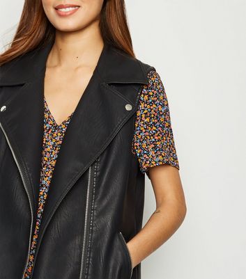leather look gilet womens