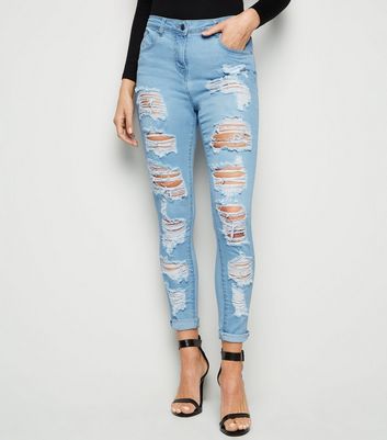 pale blue ripped skinny jeans