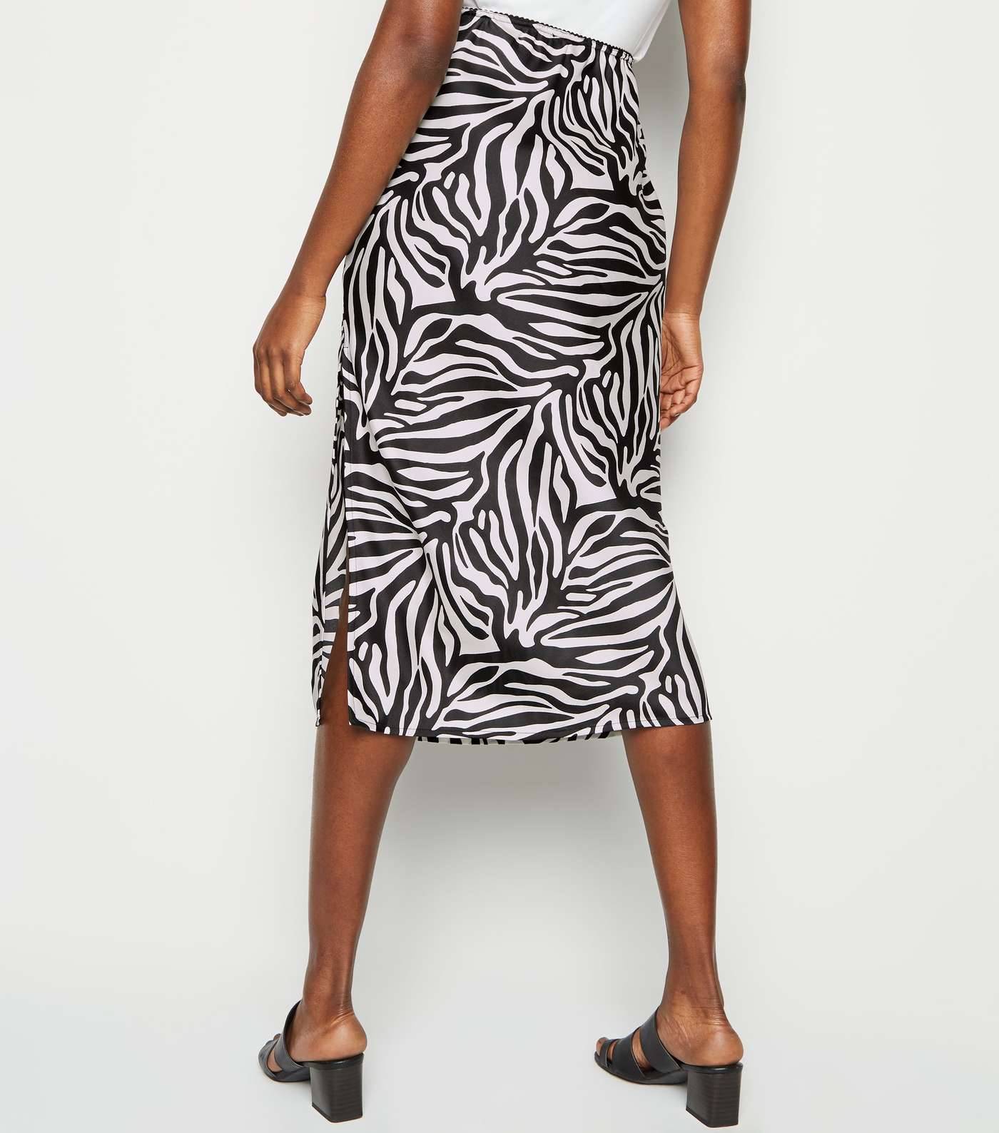 Pink Vanilla Black Zebra Print Side Split Midi Skirt Image 3