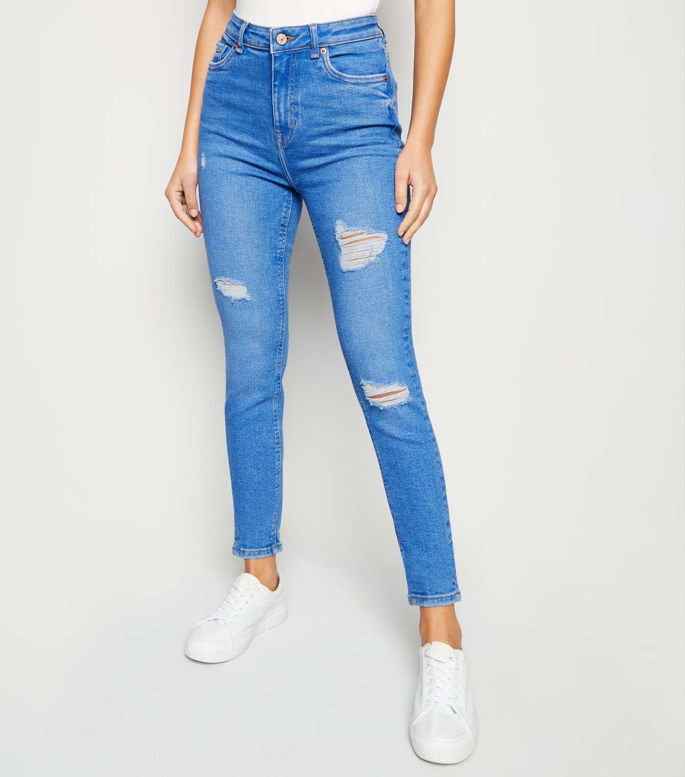 Bright Blue Ripped Super Skinny Hallie Jeans Image 2