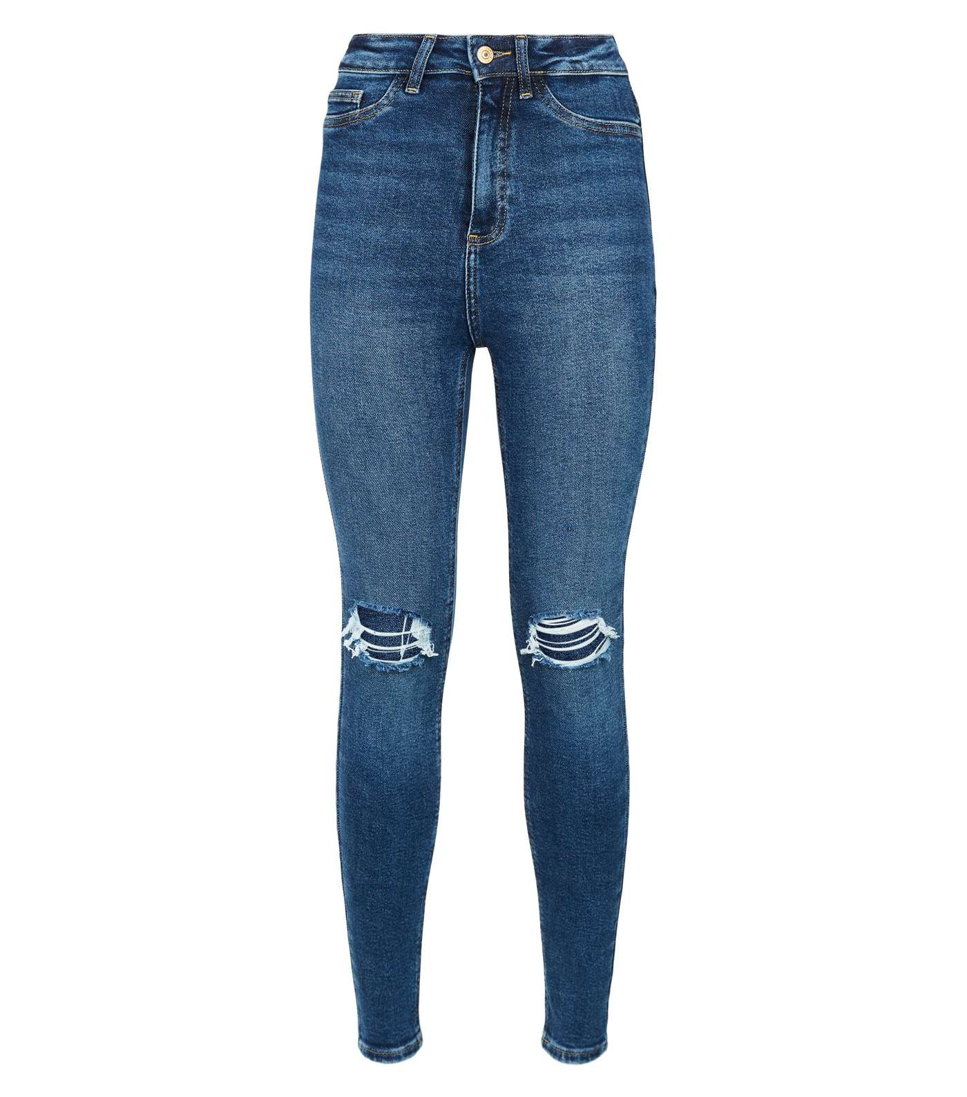 Blue Ripped Hallie Super Skinny Jeans Image 4