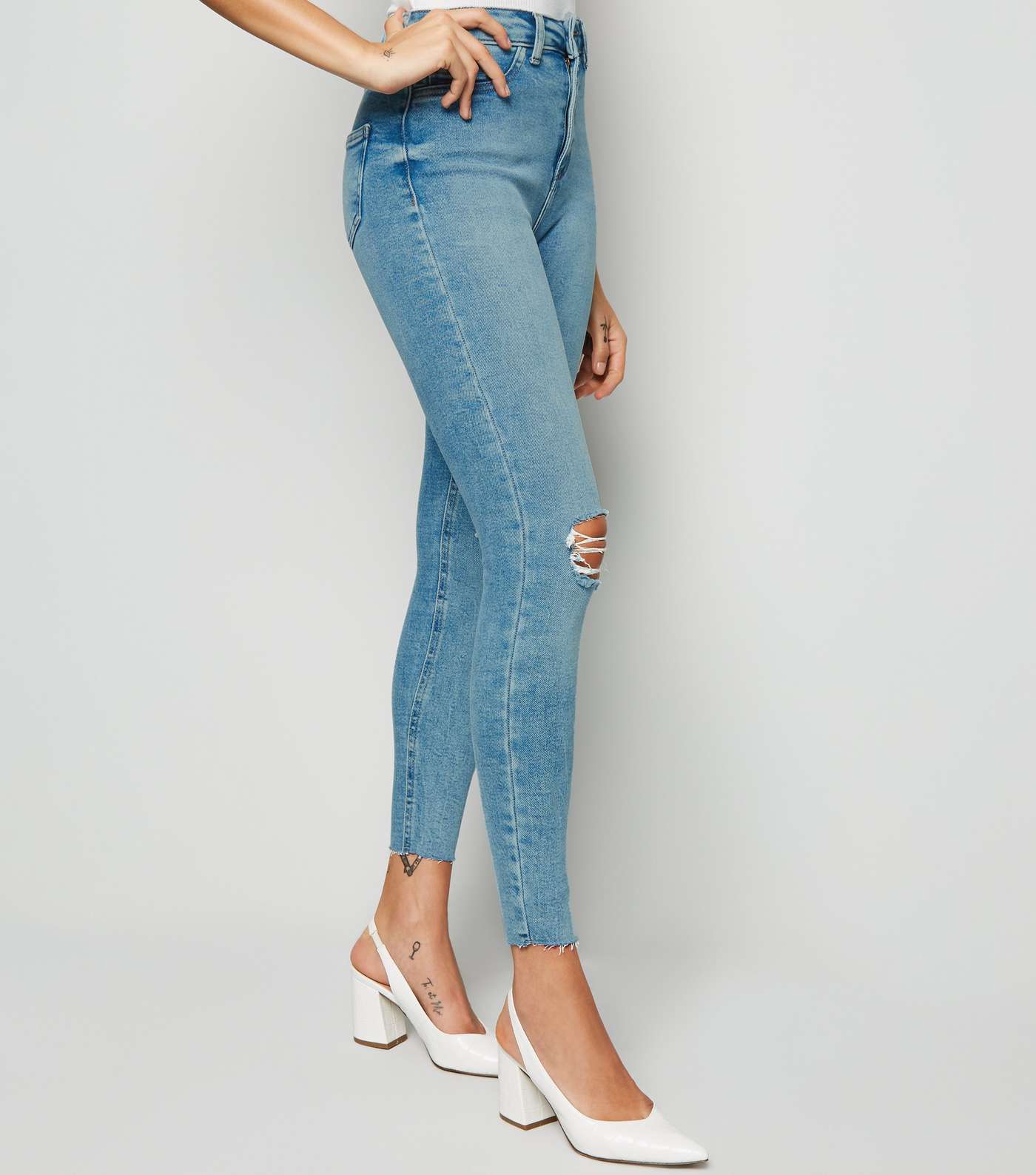 Blue Ripped Knee Hallie Super Skinny Jeans Image 5