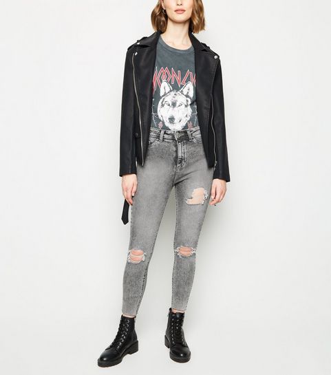 Dark Grey Ripped Acid Wash Hallie Jeans