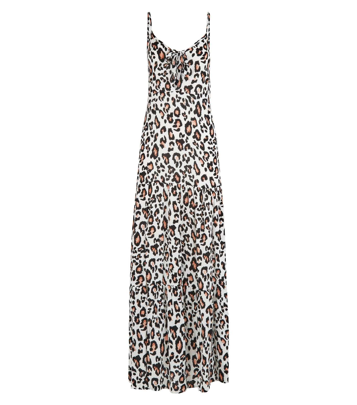 White Leopard Print Beach Maxi Dress Image 4