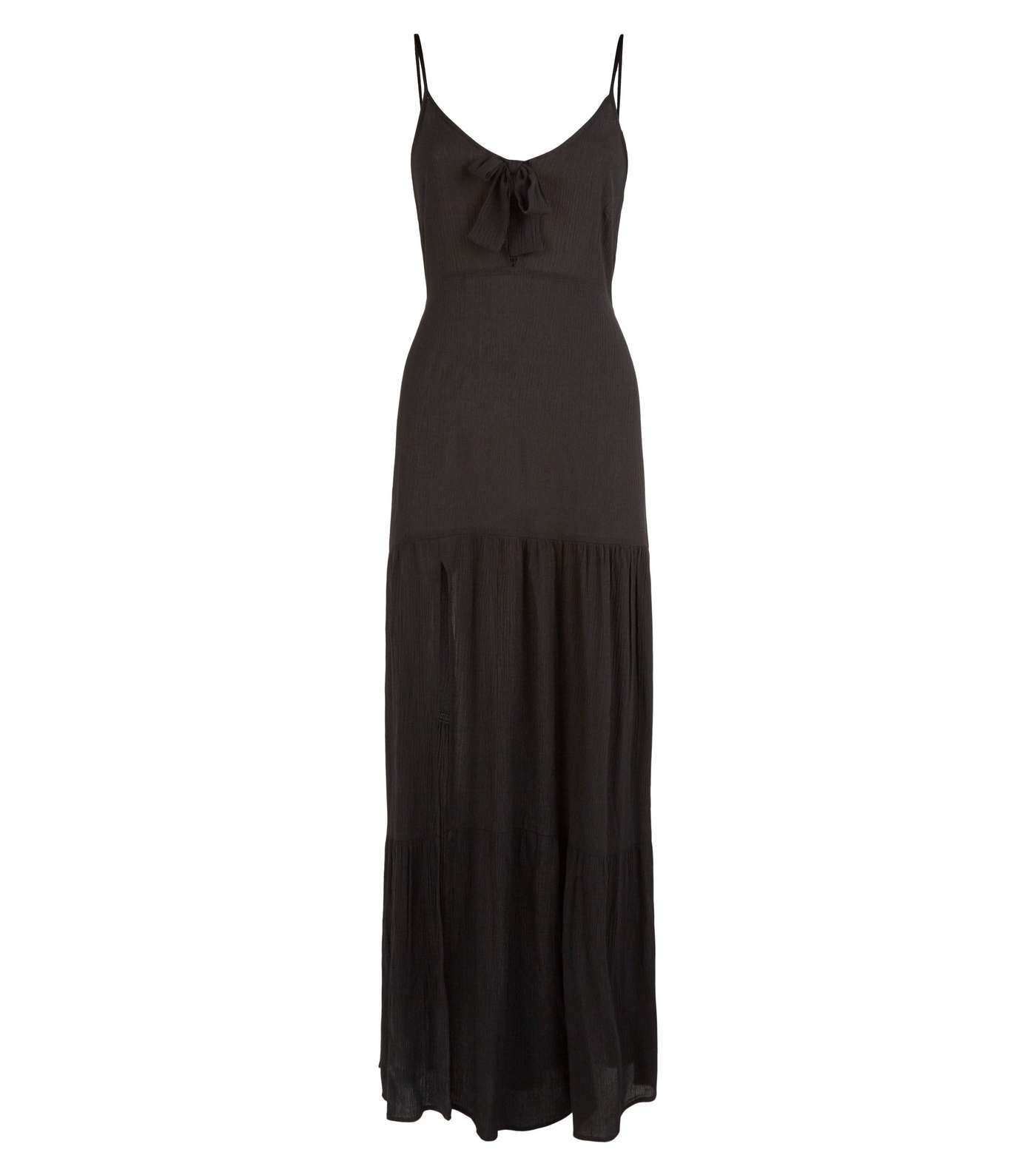 Black Tie Front Beach Maxi Dress Image 4