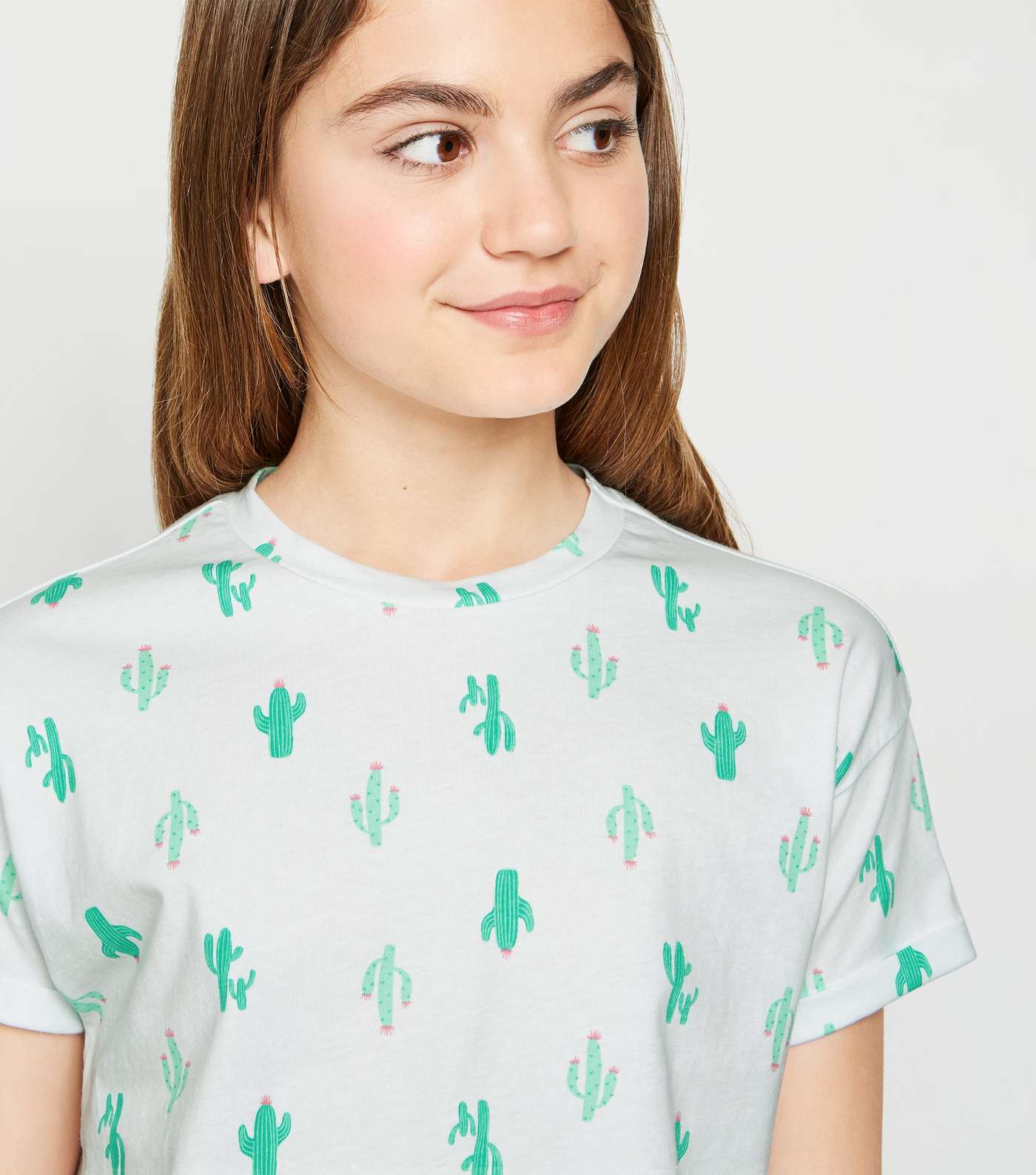 Girls White Cactus Print T-Shirt Image 5