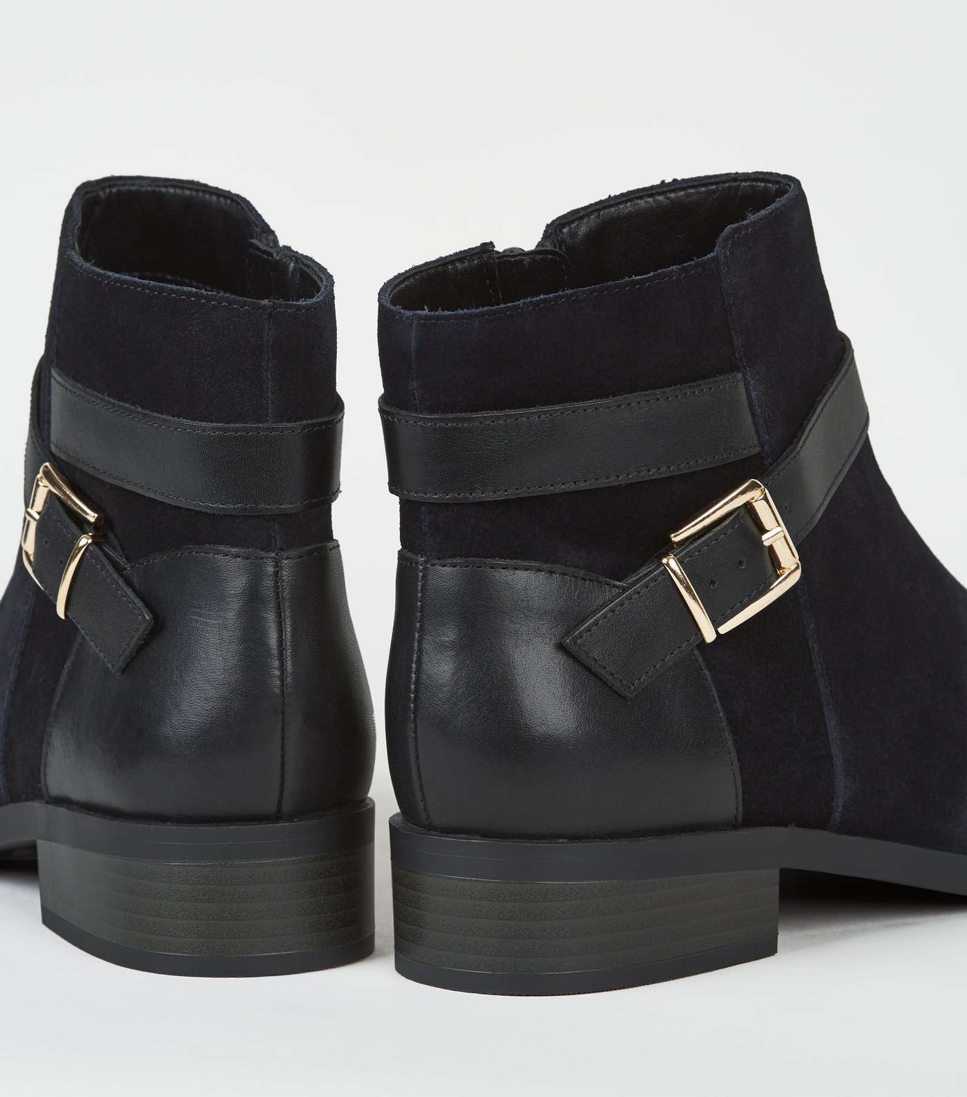 Wide Fit Black Suede Buckle Ankle Boots Image 4