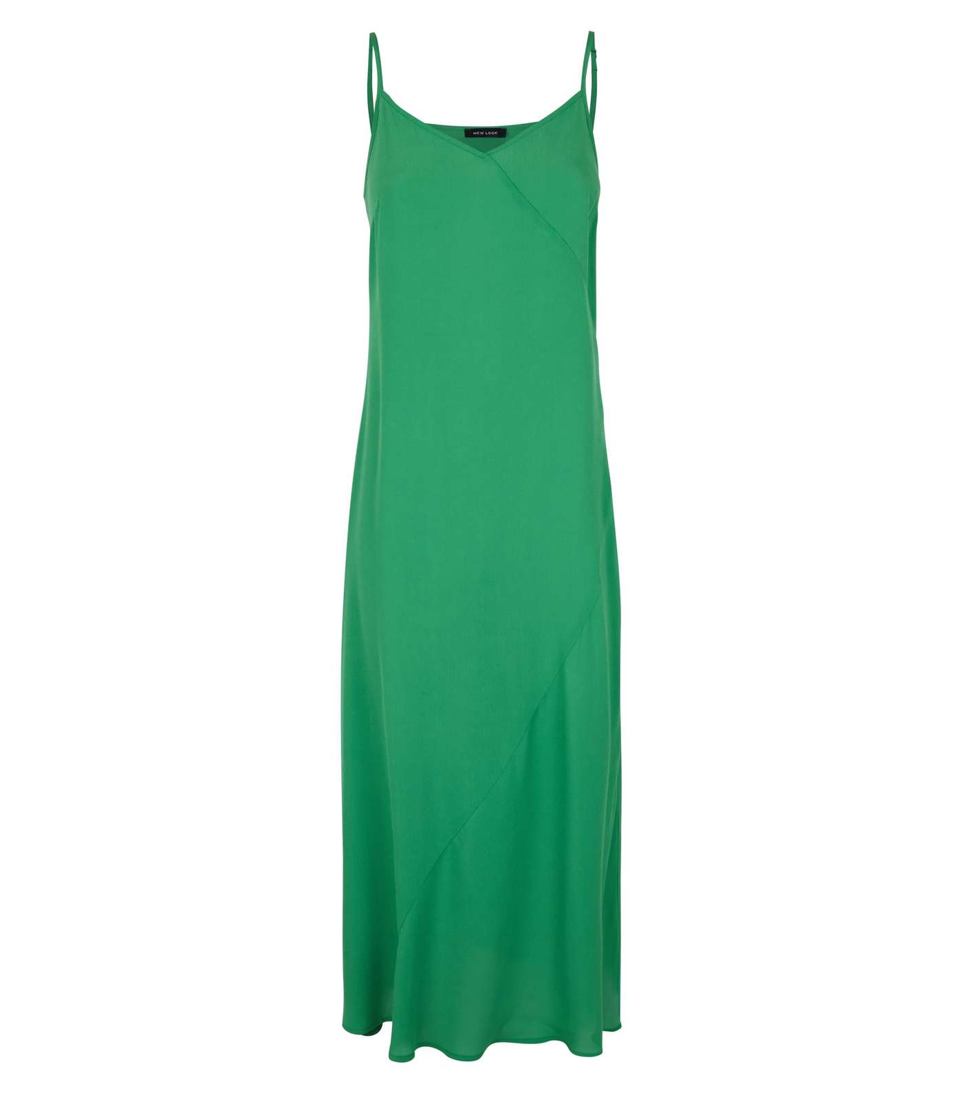 Green Bias Cut Slip Midi Dress Image 4