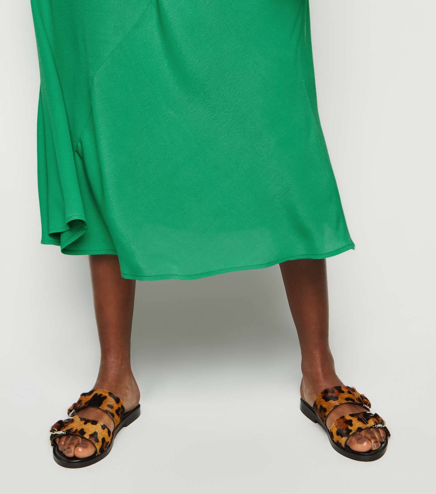 Green Bias Cut Slip Midi Dress Image 2